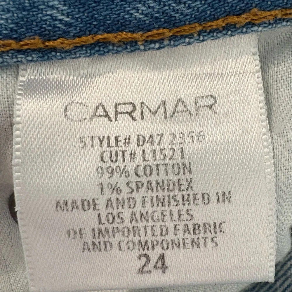 CARMAR Distressed High-Rise Boyfriend Jeans Light Wash Size 24 Wide Leg 5 Pocket - Picture 4 of 10